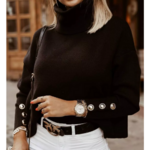 pull à col roulé noir mode femme