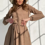 robe beige camel velours côtelé femme tendance