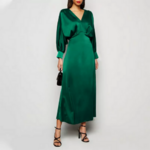 robe longue satin chic verte marine femme
