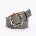 ceinture grise boucle ronde dorée torsadée tendance femme