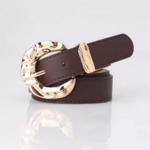 ceinture femme cuir pu gris noir charbon boucle dorée