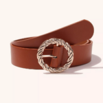 ceinture marron camel boucle ronde dorée torsadée tendance femme