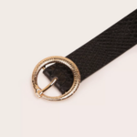 ceinture noire boucle ronde dorée torsadée tendance femme petit prix