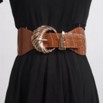 ceinture marron camel cuir boucle dorée tendance chic femme