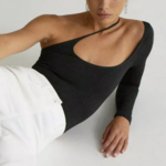 haut asymétrique noir body pas cher