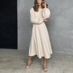 robe mi longue cocktail blanc écru dos nu femme