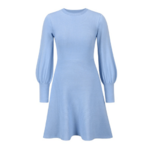 robe courte bleue à volants manches longues