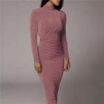 robe rose moulante longue femme