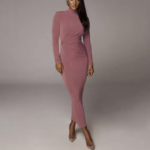 robe rose moulante longue