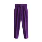 Pantalon taille haute avec ceinture femme pourpre