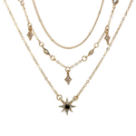 collier or fantaisie étoile pierre noire