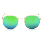 Lunettes de soleil femme rondes métal doré vertes