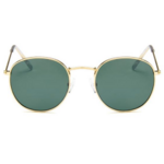 Lunettes de soleil femme rondes métal gold dark green