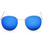 Lunettes de soleil femme rondes métal silver bleu