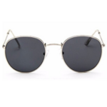 Lunettes de soleil femme rondes noires métal silver