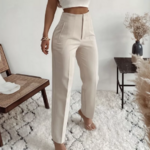 pantalon de tailleur blanc cassé écru chic femme