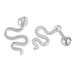 boucles doreilles serpent argent tendance acier inoxydable