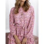 robe courte à manches longues rose à volants imprimée liberty femme