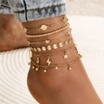 set bracelets de cheville dorés