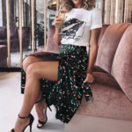 Jupe longue fendue verte femme