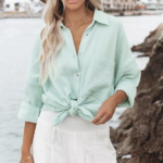 chemise gaze de coton vert pastel femme