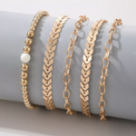 set multi bracelets dorés bohème chic feuille dor la selection parisienne