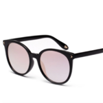 Lunettes de soleil oversize plastique transparent femme noir verre rose