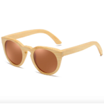 Lunettes mixtes en bois arrondies marrons