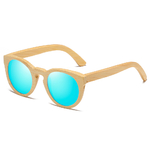 Lunettes mixtes en bois arrondies bleues