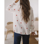 chemisier blanc à coeurs gaze de coton femme mode automne 2022