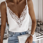 top blanc à bretelles dentelle femme