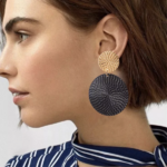 boucles d'oreilles pendantes rond noir