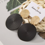 boucles doreilles pendantes rond noir doré