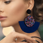 boucles d'oreilles pendantes fantaisie bleues oversize