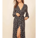 robe longue noire à pois portefeuille femme pas chère