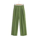 pantalon vert taille haute femme