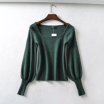 pull vert tendance femme col carré