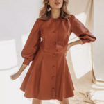 robe cuir pu rouge courte manches romantique femme. png