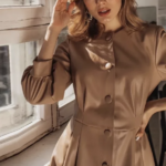 robe cuir pu camel femme automne hiver 2022