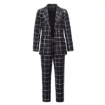 costume veste pantalon chic femme noir à carreaux