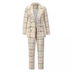 tailleur blazer pantalon chic femme blanc écru à carreaux working girl