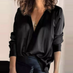 blouse satin noir femme