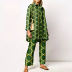 ensemble veste pantalon chic femme imprimé vert