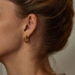 Boucles doreilles anneaux torsadés plaqué or tendance femme
