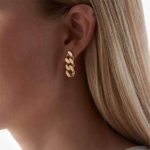 boucles d'oreilles pendantes torsadées plaqué or chic femme