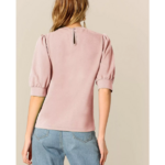 blouse rose tendance femme manches troisn quart