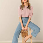 blouse rose tendance femme manches bouffantes