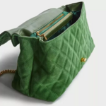 sac à main daim vert bandoulière chaîne dorée pas cher