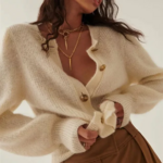 Cardigan blanc écru mohair chic femme