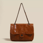 sac à main marron bandoulière argent en cuir